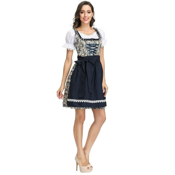 Mepaouo Mommy and Me Oktoberfest Dress Girls Kids Womens German Bavarian Dirndl Outfit with Maid Apron
