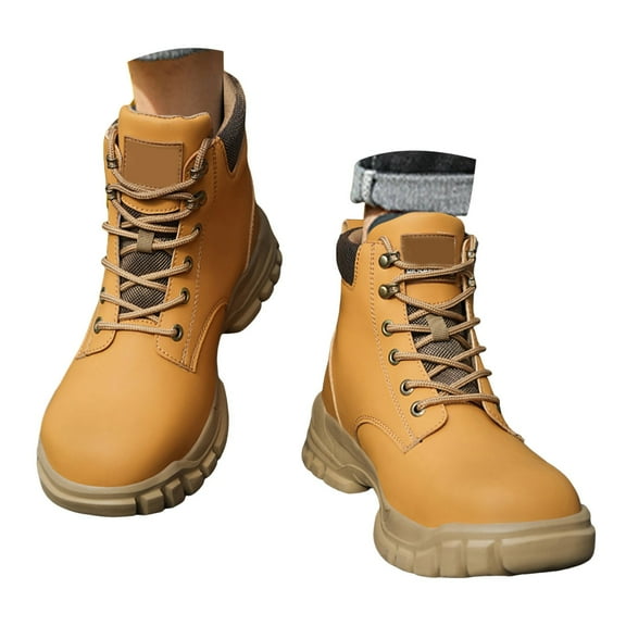 Mepaouo Non Slip Hiking Boots for Men Waterproof Leather Mountaineering Shoes for Outdoor Walking