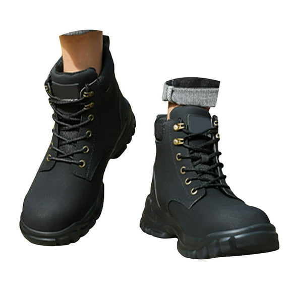 Mepaouo Non Slip Hiking Boots for Men Waterproof Leather Mountaineering Shoes for Outdoor Walking