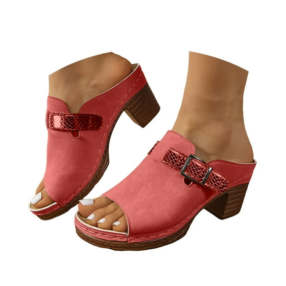 Mepaouo Orthopedic Heeled Sandals for Womens Open Toe Summer Dress Mules Casual Slip on Work Shoes