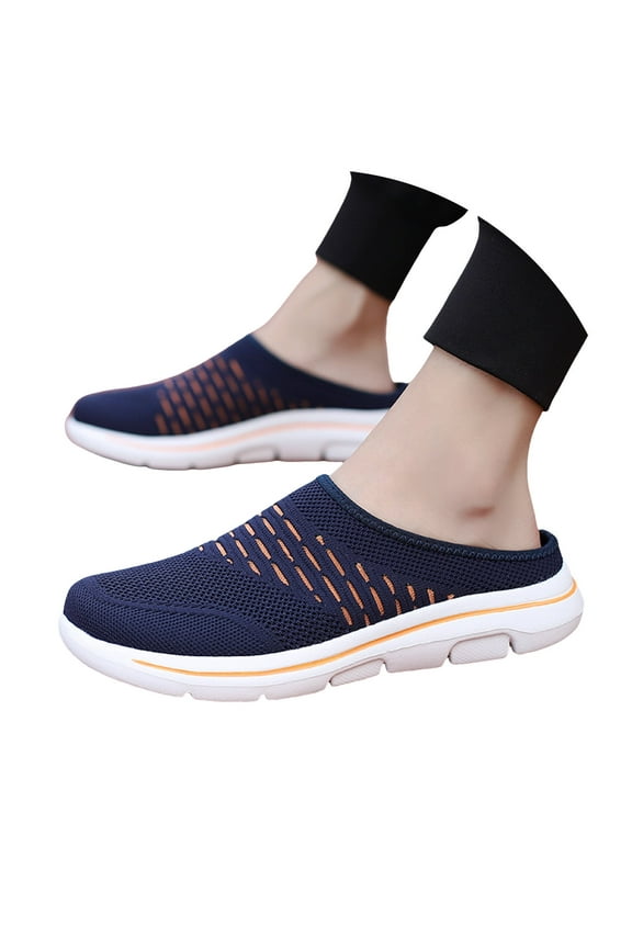 Orthopedic Mule Clogs for Women Knit Walking Slip on Sneakers Backless Shoes with Arch Support