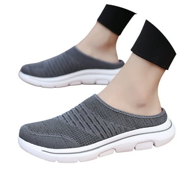Mepaouo Orthopedic Mule Clogs for Women Knit Walking Slip on Sneakers Backless Shoes with Arch Support