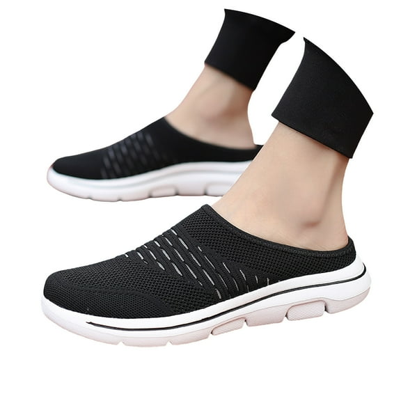 Mepaouo Orthopedic Mule Clogs for Women Knit Walking Slip on Sneakers Backless Shoes with Arch Support
