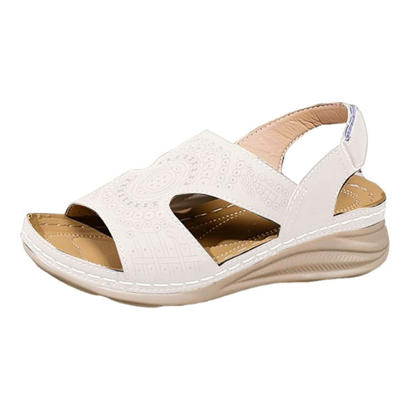 Mepaouo Orthopedic Sandals for Women 2025 Arch Support Strappy Wedge Walking Platform Slip on Shoes