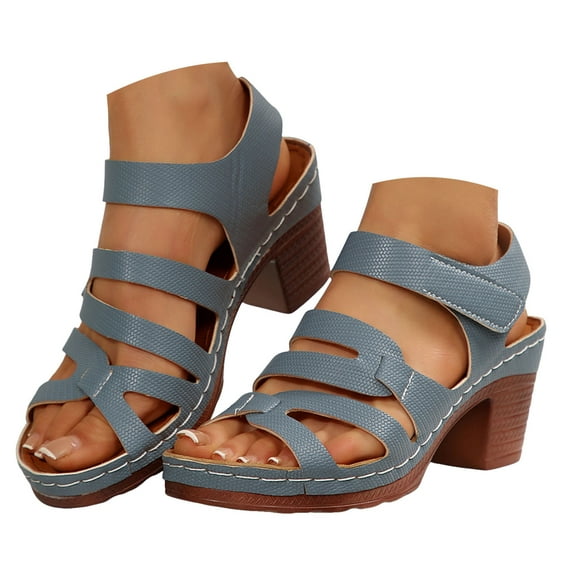 Mepaouo Orthopedic Sandals for Women 2025 Dressy Summer Heeled Shoes Strappy Casual Platform Pumps