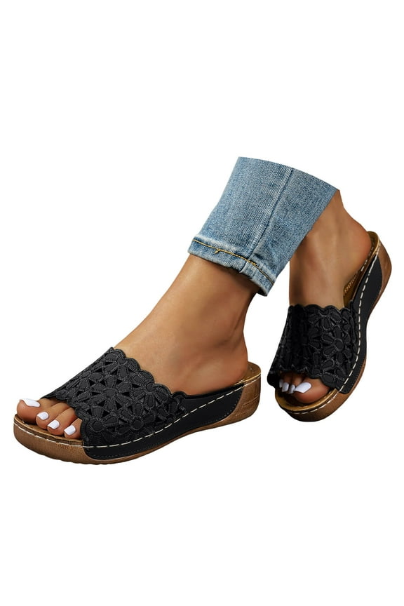Orthopedic Sandals for Womens Hollow Wedge Platform Slides Arch Support Walking Slippers