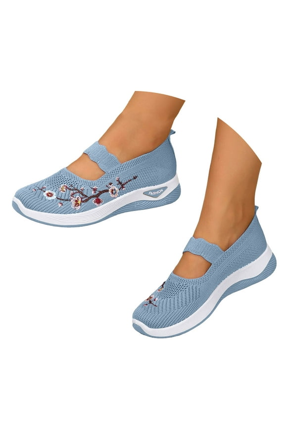 Orthopedic Shoes for Women Hollow Knitted Slip on Walking Mary Jane Mesh Nurse Casual Flats
