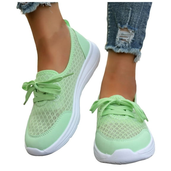 Mepaouo Orthopedic Shoes for Women Mesh Slip on Sneakers Arch Support Wide Width Nurse Walking Shoes Green 6