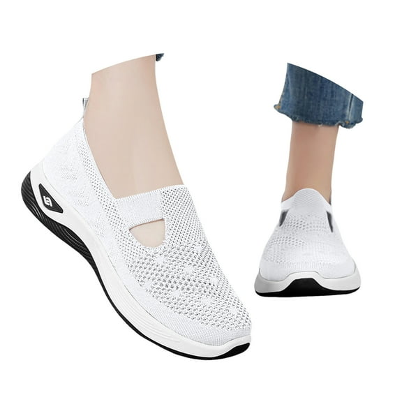 Mepaouo Orthopedic Shoes for Women Wide Width Walking Slip on Sneakers Arch Support Nurse Walking Flats