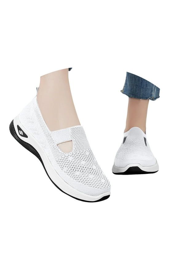 Orthopedic Shoes for Women Wide Width Walking Slip on Sneakers Arch Support Nurse Walking Flats