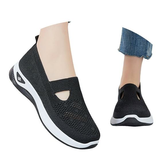 Mepaouo Orthopedic Shoes for Women Wide Width Walking Slip on Sneakers Arch Support Nurse Walking Flats