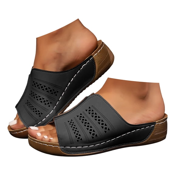 Mepaouo Orthopedic Wedge Sandals for Women 2025 Summer Platform Slip on Walking Sandals Casual Slides