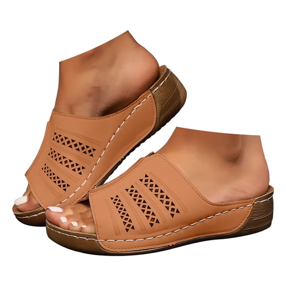 Mepaouo Orthopedic Wedge Sandals for Women 2025 Summer Platform Slip on Walking Sandals Casual Slides