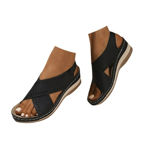 Mepaouo Orthopedic Wedge Sandals for Women Arch Support Summer Slingback Sport Walking Slip on Shoes