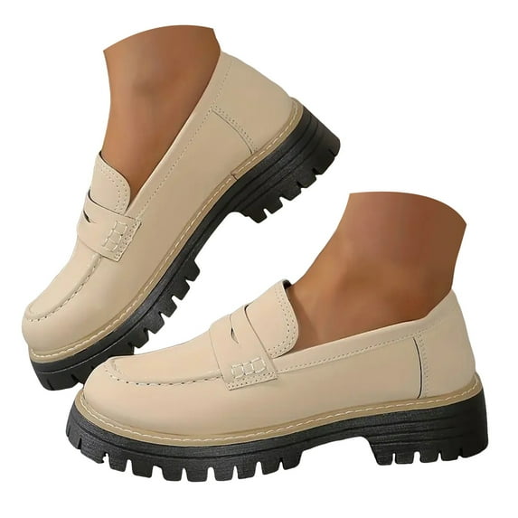 Mepaouo Orthoture Orthopedic Platform Loafers Dress Shoes Round Toe Walking Casual Shoes(White,7)