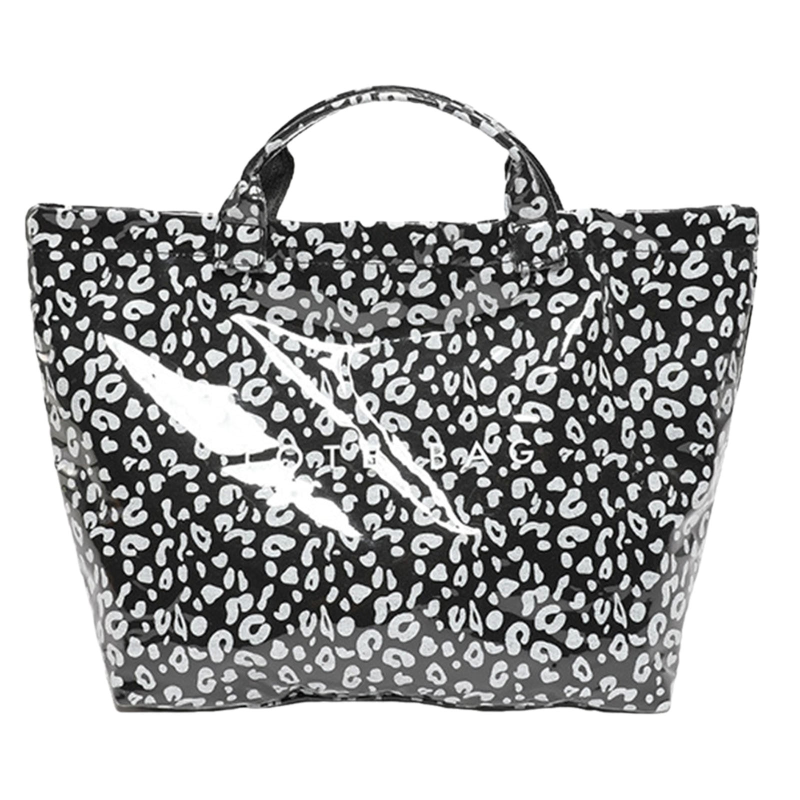 Large Capacity Tote Bag With Modern Letter Print PVC Fabric Zipper Closure Inside Pockets main image 1