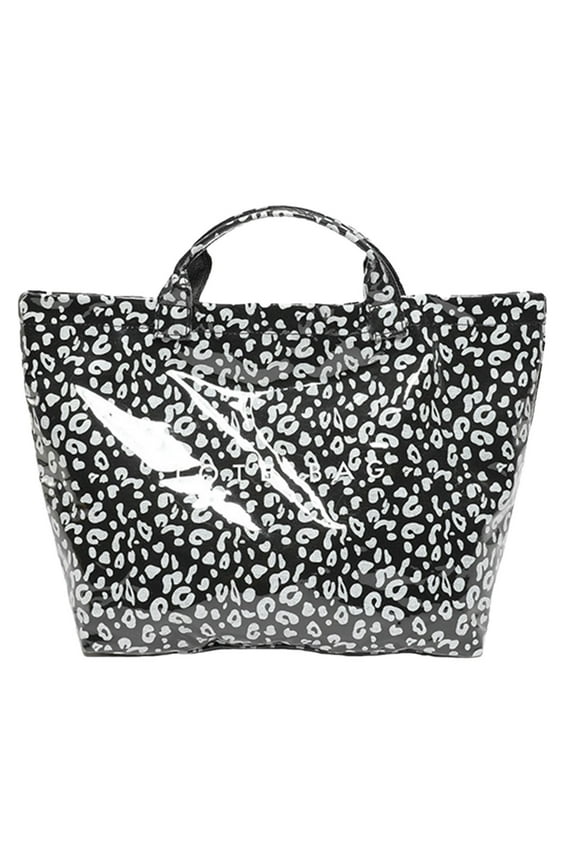 PVC Tote Bag Women's Letters Print Large Fashion Carry All Bag Top Handle Clear Hobo Handbag