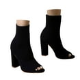 thumbnail image 1 of Mepaouo Peep Toe Boots for Women Chunky Block Heel Ankle Sock Booties Knit Slip on Dress Heeled Sandals, 1 of 7