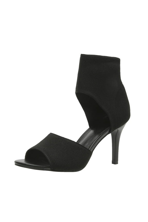 Peep Toe Heels for Women Sexy Stiletto High Heels Dressy Slip on Knit Booties Sandals(Black,9)