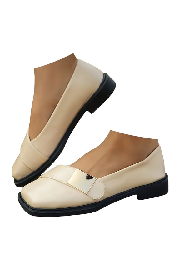 Penny Loafers for Women Square Toe Slip on Leather Work Shoes Ladies Walking Driving Moccasins