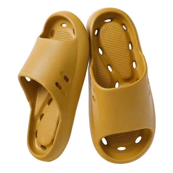 Mepaouo Pillow Slippers for Women Men House Shower Sandals Cushioned Thick Sole Cloud Slides Yellow 6.5