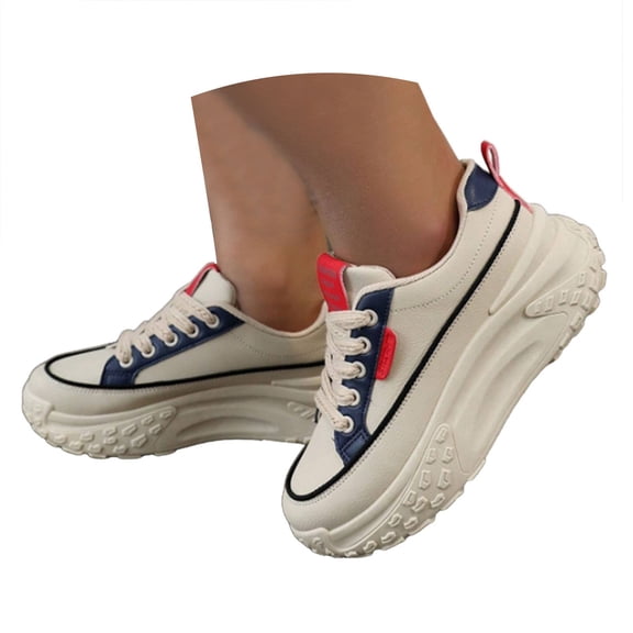 Mepaouo Platform Casual Shoes for Women Fashion Sport Lace up Thick Sole Running Tennis Sneakers