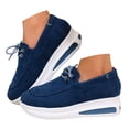 thumbnail image 1 of Mepaouo Platform Fashion Sneakers for Women Lace up Work Oxfords Casual Slip on Walking Shoes Blue 7, 1 of 9
