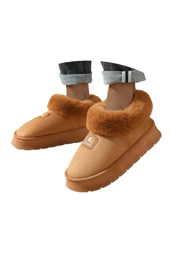 Platform Mini Boots for Women Suede Winter Ankle Snow Boot Anti Slip Fleece Outdoor Walking Shoes