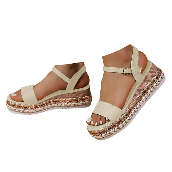 Mepaouo Platform Sandals Women Espadrille Wedge Comfortable Ankle Strap Open Toe Walking Slip on Shoes