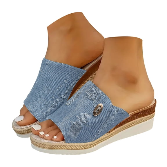 Mepaouo Platform Sandals for Women 2025 Wedges Slip on Espadrilles Slides Open Toe Summer Shoes