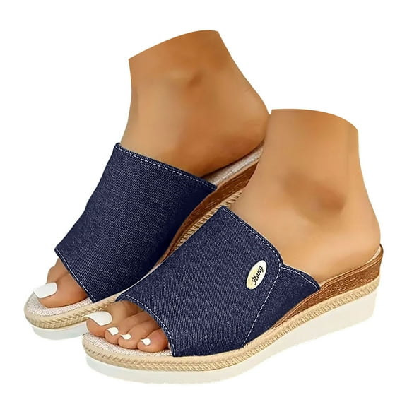 Mepaouo Platform Sandals for Women 2025 Wedges Slip on Espadrilles Slides Open Toe Summer Shoes