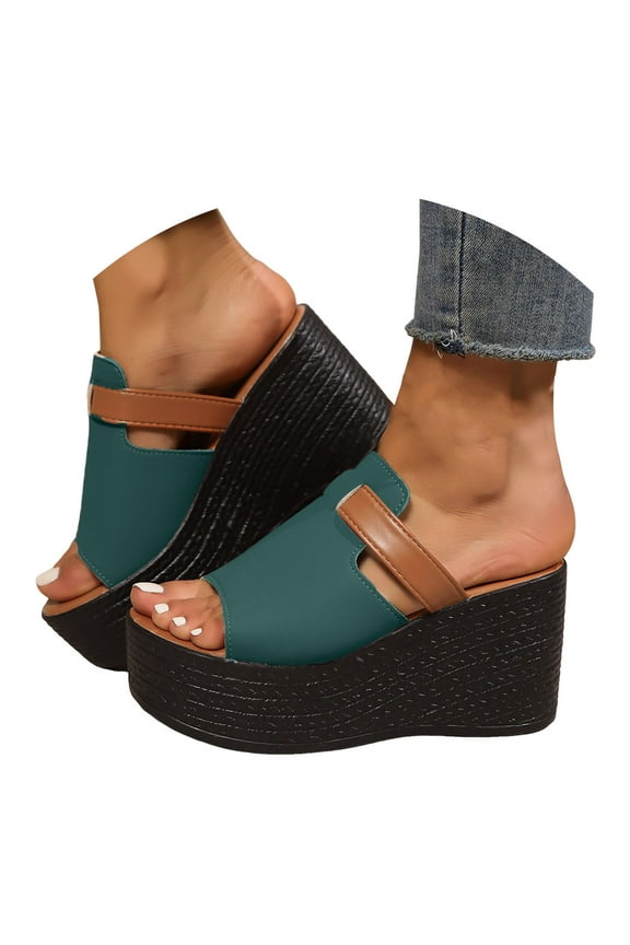Platform Sandals for Women Espadrilles Wedge Mules Open Toe Slip on Summer Beach Walking Shoes
