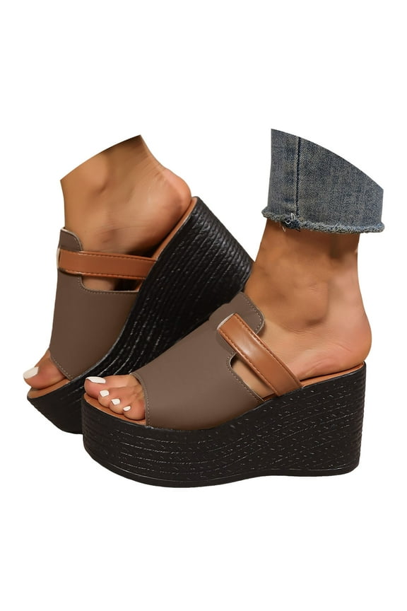 Platform Sandals for Women Espadrilles Wedge Mules Open Toe Slip on Summer Beach Walking Shoes