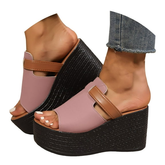 Mepaouo Platform Sandals for Women Espadrilles Wedge Mules Open Toe Slip on Summer Beach Walking Shoes