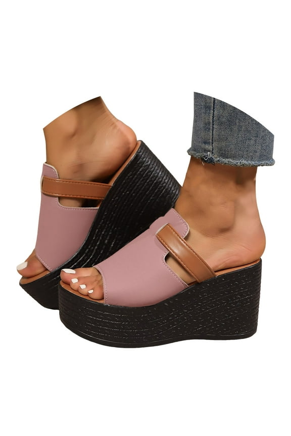 Platform Sandals for Women Espadrilles Wedge Mules Open Toe Slip on Summer Beach Walking Shoes