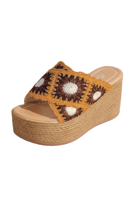 Platform Sandals for Women Open Toe Bohemia Espadrilles Slip on Mules Casual Summer Slides