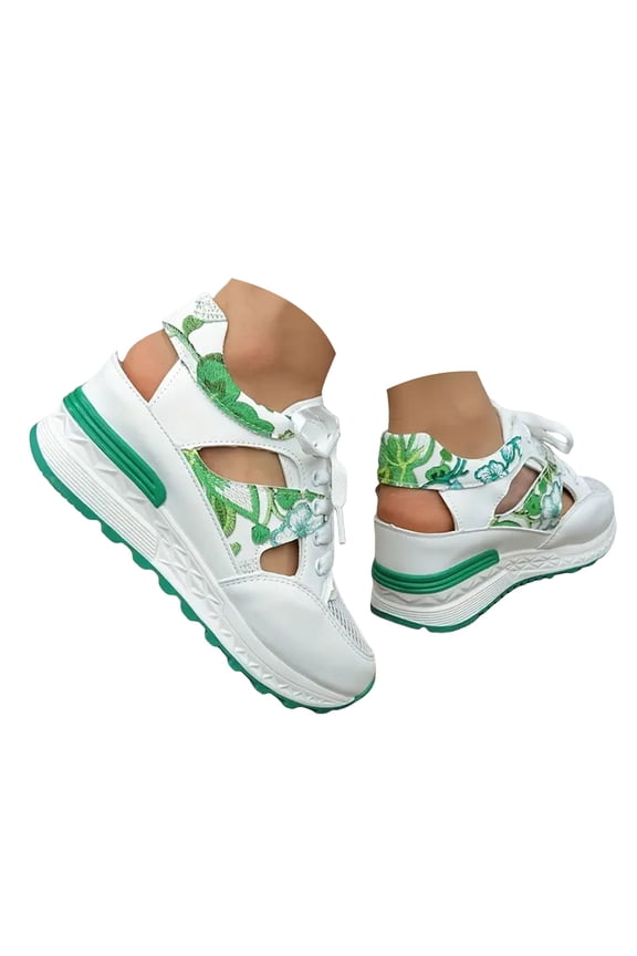 Platform Sneakers High Hidden Heel Wedge Slip on Sandals Lace up Mesh Running Tennis Shoes