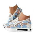 thumbnail image 1 of Mepaouo Platform Wedge Sneakers for Women Embroidery Floral Mesh Air High Heels Slip on Loafers Shoes, 1 of 5