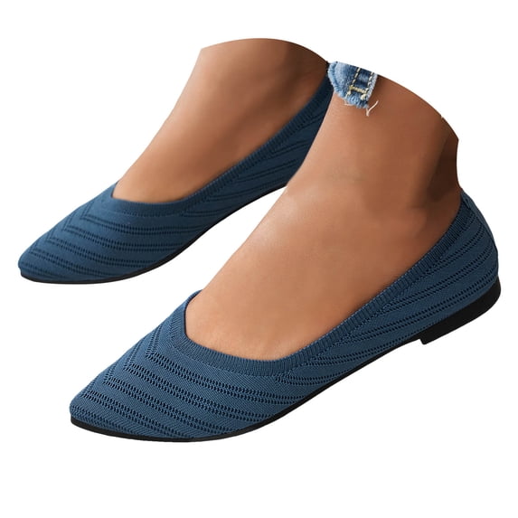 Mepaouo Pointed Toe Flats for Women Comfortable Dressy Knit Ballet Mary Jane Women's Work Dress Shoes