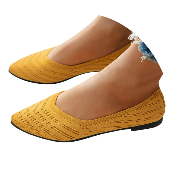 Mepaouo Pointed Toe Flats for Women Comfortable Dressy Knit Ballet Mary Jane Women's Work Dress Shoes