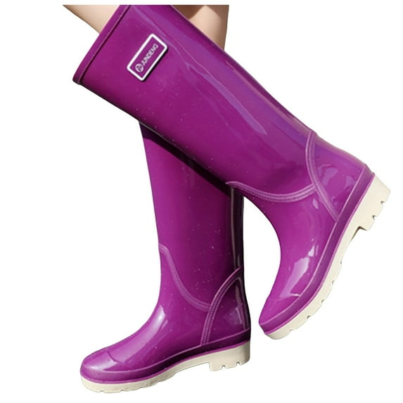 Mepaouo Rain Boots for Women Waterproof Rubber Durable Anti Slip Garden Shoes High Knee Water Work Boots