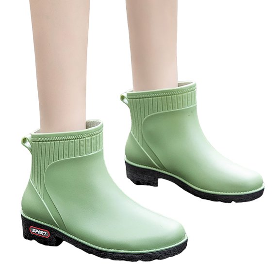 Mepaouo Rain Boots for Women Waterproof Rubber Fishing Deck Boots Slip on Ankle Garden Shoes