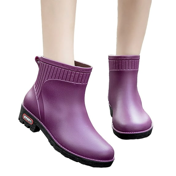 Mepaouo Rain Boots for Women Waterproof Rubber Fishing Deck Boots Slip on Ankle Garden Shoes
