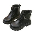 thumbnail image 1 of Mepaouo Retro Girls Ankle Boots Side Chain Lace up Combat Boots Winter Soft Walking Booties(Black,26), 1 of 8