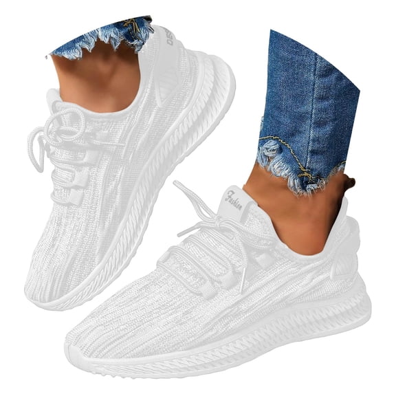 Mepaouo Running Shoes for Men Tennis Athletic Mesh Sneakers Walking Slip on Casual Sports Shoes(White,7.5)