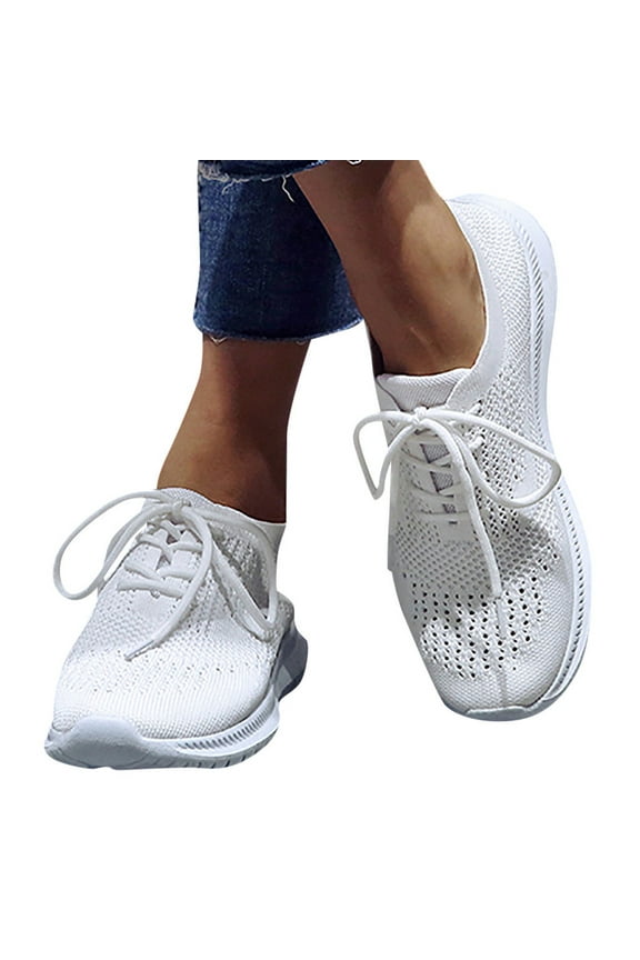 Running Shoes for Women Lace Up Non Slip Sneakers Workout Gym Jogging Tennis Shoes