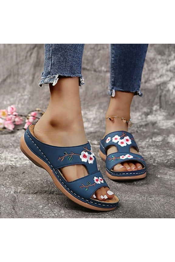 Wedge Sandals Women Summer Open Toe Dressy Shoes Arch Support Orthopedic Platform Slides