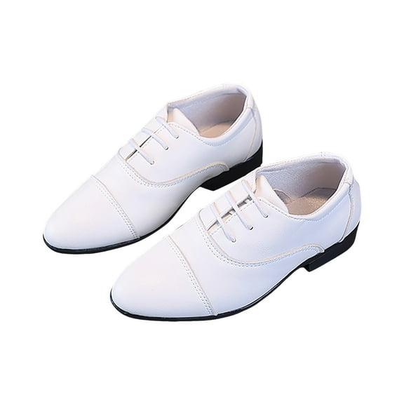 Mepaouo School Uniform Dress Shoes Boys Girls Lace up Slip on Loafers Leather Formal Dance Flats