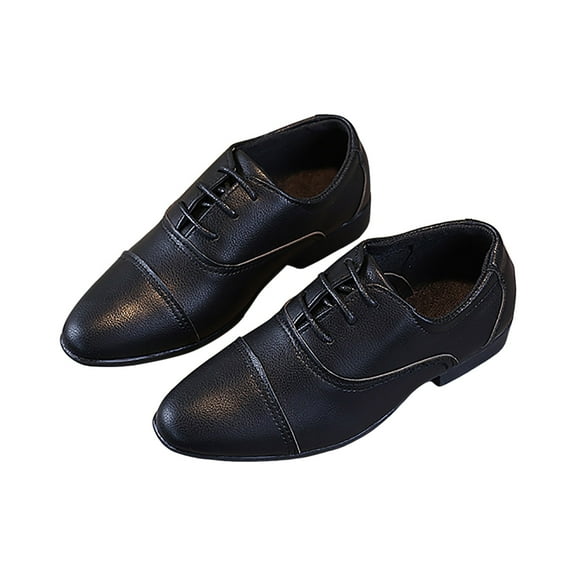 Mepaouo School Uniform Dress Shoes Boys Girls Lace up Slip on Loafers Leather Formal Dance Flats