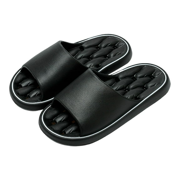 Mepaouo Shower Shoes for Men Women Quick Drying Non-Slip Soft House Bathroom Slippers(Black,9.5)